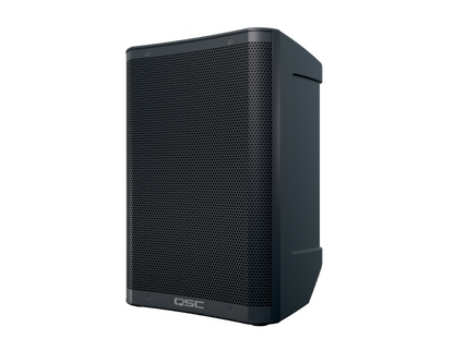QSC CB10 battery-powered PA speaker, front angled view