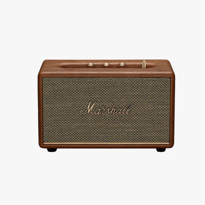 Marshall Acton III Bluetooth home speaker in brown with a gold fret grille