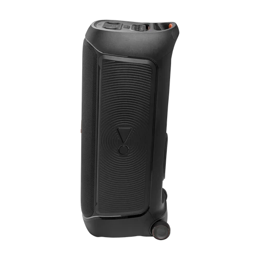 JBL PartyBox 720 party speaker from the side showing the transport wheel and handle