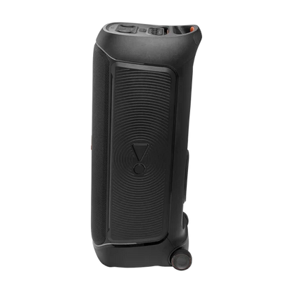 JBL PartyBox 720 party speaker from the side showing the transport wheel and handle
