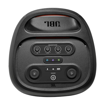 Top control panel of the JBL PartyBox 720 with sound and lighting controls