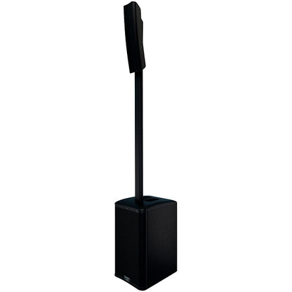 QSC KC12 column PA system in black, three-quarter view